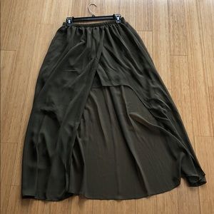 Army green sheer skirt